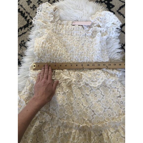Rachel Parcell Smocked Lace Tiered Dress Large Ruffle NWT White/Off White. BB - Picture 5 of 10